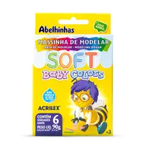 Massa de Modelar Amido 90g 6 Cores Acrilex Soft Baby Colors com 6 Unidades