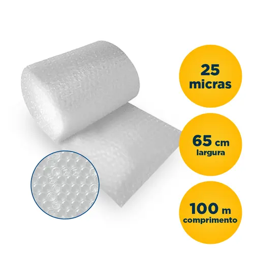Plástico Bolha 65cmx100m 25 Micras