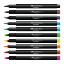 Hidrocor 10 Cores Faber-Castell Ponta Pincel Brush Super Soft com 6 unidades
