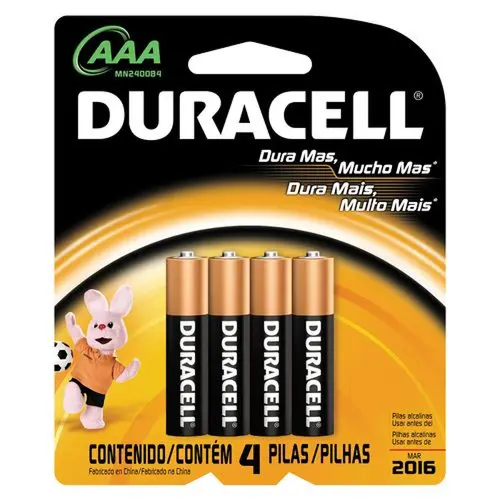 Pilha Palito AAA Alcalina 4 Unidades Duracell com 12 Cartelas