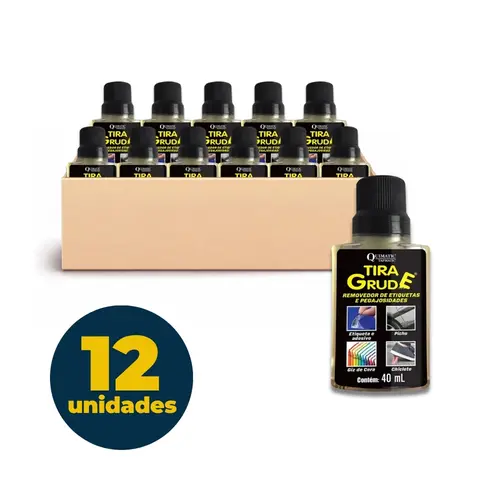 Tira Grude Removedor de Etiquetas e Pegajosidades 40 ml Quimatic Tapmatic Caixa com 12 Unidades