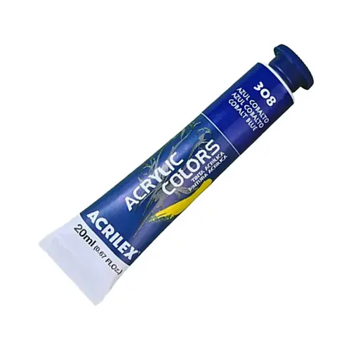 Tinta Óleo Bisnaga 20ml Acrilex Oil Colors Azul Cobalto 308