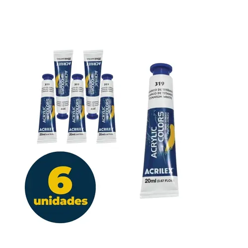 Tinta Óleo Bisnaga 20ml Acrilex Oil Colors Branco de Titâneo 319