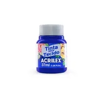 Tinta para Tecido Fosca 37ml Acrilex Azul Ultramar 543 com 12 Unidades