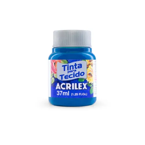 Tinta para Tecido Fosca 37ml Acrilex Azul Turquesa 501 com 12 Unidades