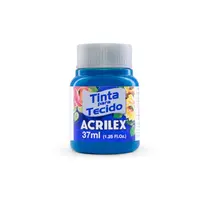 Tinta para Tecido Fosca 37ml Acrilex Azul Turquesa 501 com 12 Unidades