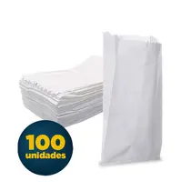Saco de Papel Branco Sanfonado 1Kg 13cm x 23cm Pacote com 100 Sacos