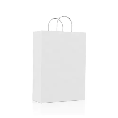 Sacola Papel Kraft G 30,5cmx11,5cmx42cm Cor Branca Com Alça 1000 Unidades