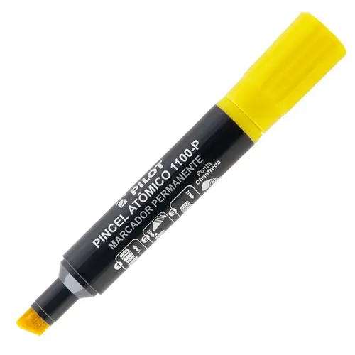 Pincel Marcador Permanente Ponta Chanfrada Pilot Atômico 1100P Amarelo