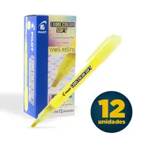Marca Texto Pilot Lumi Color Soft Pastel Amarelo com 12 Unidades