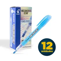 Marca Texto Pilot Lumi Color Soft Pastel Azul com 12 Unidades
