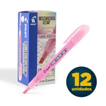 Marca Texto Pilot Lumi Color Soft Pastel Rosa com 12 Unidades