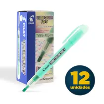 Marca Texto Pilot Lumi Color Soft Pastel Verde com 12 Unidades