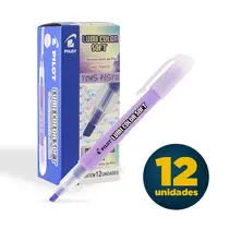 Marca Texto Pilot Lumi Color Soft Pastel Violeta com 12 Unidades