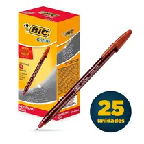 Caneta Esferográfica 0.7mm Bic Cristal Ultra Fina Vermelha Caixa com 25 Unidades