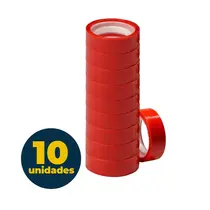 Fita Adesiva Colorida 12mmx10m Adere Vermelha com 10 Rolos