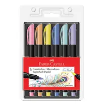 Hidrocor 06 Cores Faber-Castell Super Soft Pastel. Com 6 estojos.