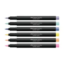 Hidrocor 06 Cores Faber-Castell Super Soft Pastel. Com 6 estojos.