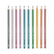 Lapis de Cor 10 Cores Triangular Mega Tris Soft Color Tons Metálicos com 6 Estojos