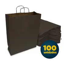 Sacola Papel Kraft GG 37cmx13,5cmx46cm Lisa Preta com 100 Unidades