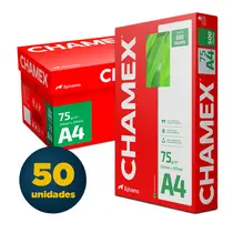 Papel A4 21cmx29,7cm 75g 500 Folhas Chamex Branco com 50 Pacotes