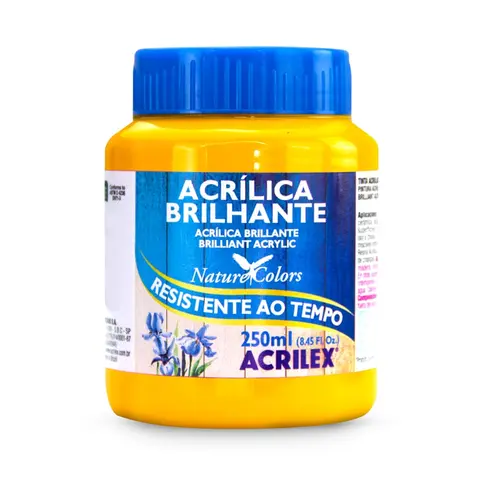 Tinta Acrílica Brilhante 250ml Acrilex 505 Amarelo Ouro com 03 Unidades
