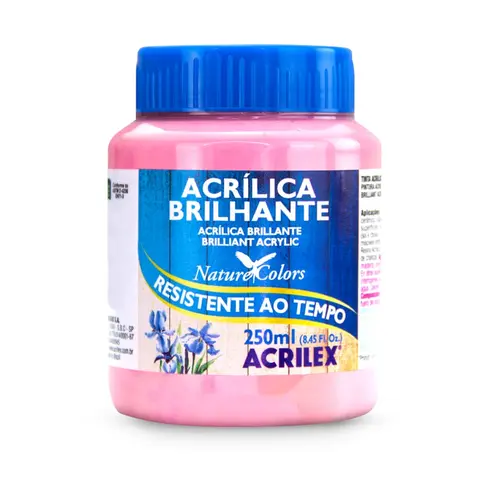 Tinta Acrílica Brilhante 250ml Acrilex 537 Rosa com 03 Unidades