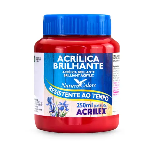 Tinta Acrílica Brilhante 250ml Acrilex 507 Vermelho com 03 Unidades