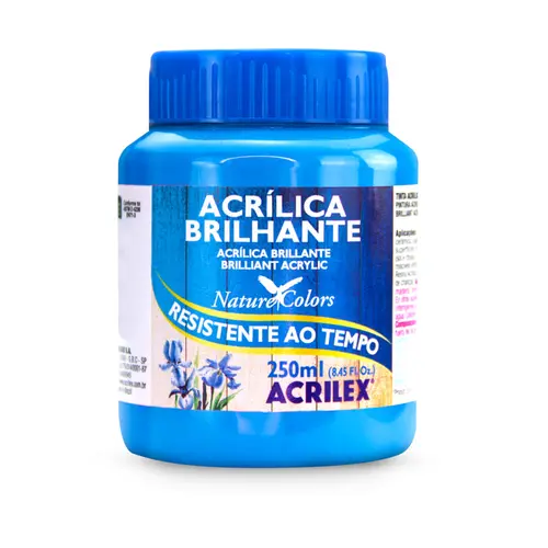 Tinta Acrílica Brilhante 250ml Acrilex 503 Azul Celeste com 03 Unidades