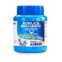 Tinta Acrílica Brilhante 250ml Acrilex 503 Azul Celeste com 03 Unidades