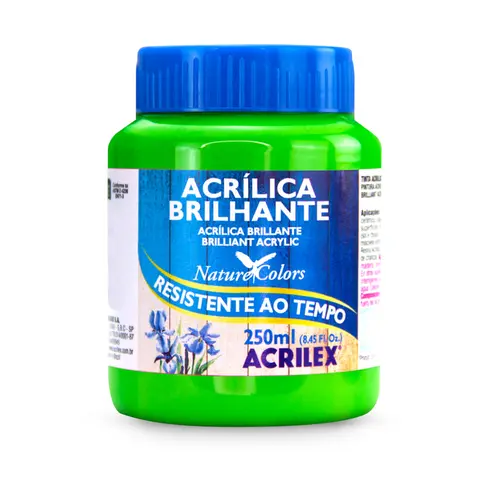 Tinta Acrílica Brilhante 250ml Acrilex 510 Verde Folha com 03 Unidades
