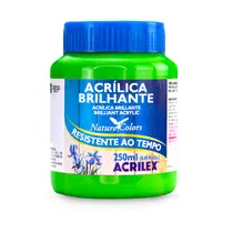 Tinta Acrílica Brilhante 250ml Acrilex 510 Verde Folha com 03 Unidades