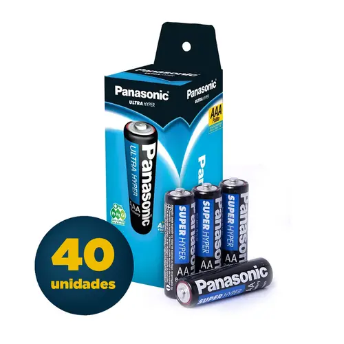 Pilha Palito AAA Comum Panasonic com 10 Conjuntos de 04 Pilhas