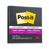 Recado Adesivo Removível 76mm x 76mm Post-It 60 Folhas Preto