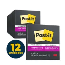 Recado Adesivo Removível 76mmx76mm Post-It 60 Folhas Preto com 12 Pacotes