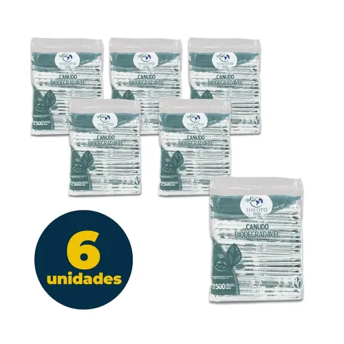 Canudo Biodegradavel 500 Unidades Theoto com 6 Caixas