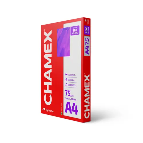 Papel Sulfite Tradicional Qualidade Chamex A4 75g 210x297mm 300 Folhas