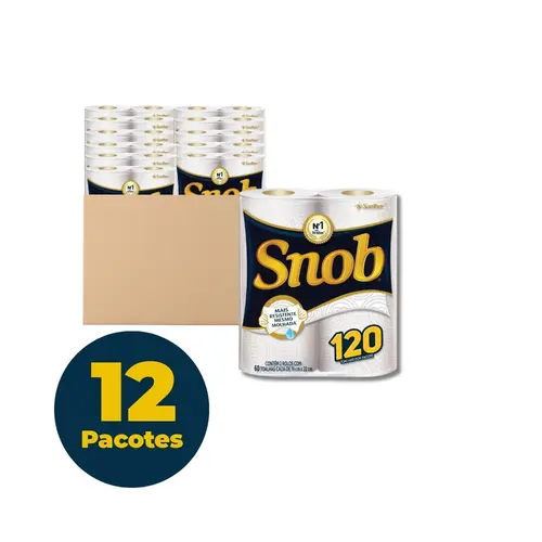 Toalha de Papel Dupla Rolo 19cmx22m Branca Snob com 12 Pacotes