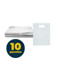 Sacola Plástica Branca Frango 29cm x 37cm com 10 Pacotes de 100 Unidades