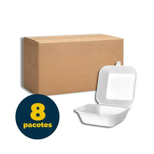Hamburgueira de Isopor Copobras 162mmx162mmx86mm CH-003 08 Pacotes com 50 Unidades