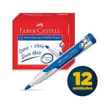Marcador para Quadro Branco 3mm Faber Azul com 12 Unidades