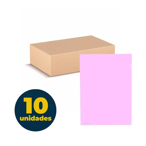 Pasta L Transparente A4 310mm x 220mm 0.20 micras Dello Serena Pastel Rosa com 10 Unidades