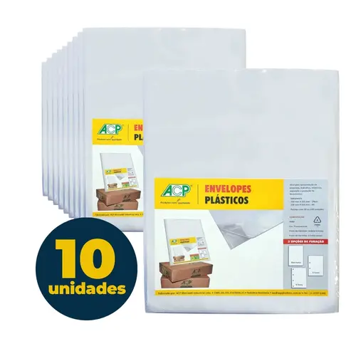 Saco Plástico A4 Sem Furo 0.06 Micras 230mmx310mm 100 Unidades ACP com 10 Pacotes