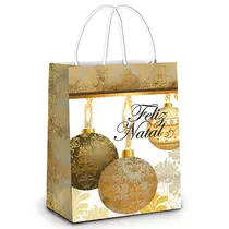 Sacola de Papel para Presente M 26cmx19,5cmx9,5cm Cromus Natal Supremo com 10 Unidades