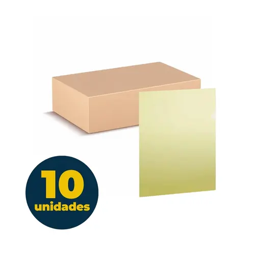 Pasta L Transparente A4 220mmx300mm 0.15 micras Amarela com 10 Unidades
