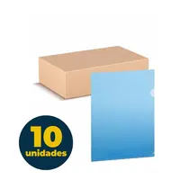 Pasta L Transparente A4 220mmx310mm 0.15 micras Azul com 10 Unidades
