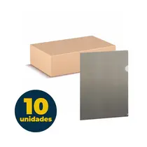Pasta L Transparente A4 220mmx310mm 0.15 micras Fumê com 10 Unidades