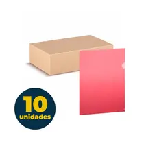 Pasta L Transparente A4 220MMX300MM 0.15 micras DAC Vermelha com 10 Unidades