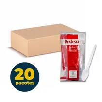Colher Refeição Premium Plástica Branca com 50 Unidades Prafesta com 20 Pacotes