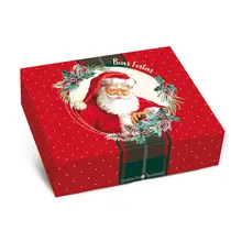 Caixa de Presente Retangular Tampa e Fundo 17cmx13,5cmx4,5cm Cromus Noel Boas Festas 10 Unidades